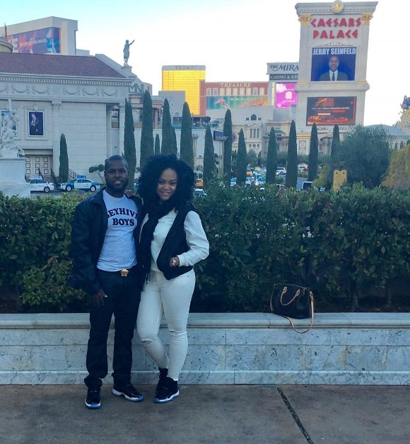 Eugene and Jessica in Las Vegas outside Caesars Palace